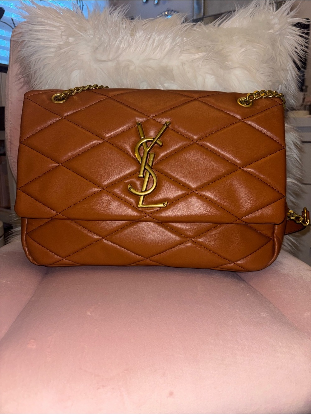 Quilted Shoulder Bag in Cognac